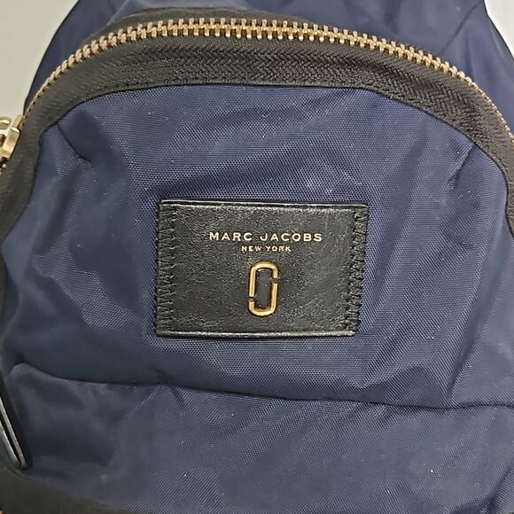 Marc Jacobs New York THE BIKER NYLON BACKPACK in navy with black/gold accents main image 4